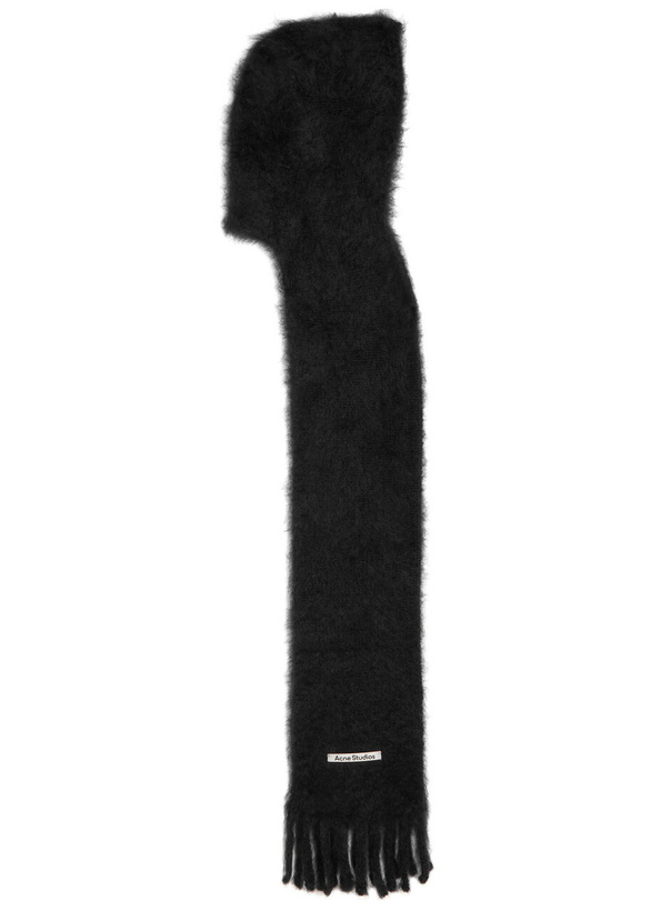 Photo: Acne Studios Hooded Brushed Mohair-blend Scarf - Black - One Size