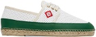 Casablanca White & Green Perforated Leather Classic Espadrilles