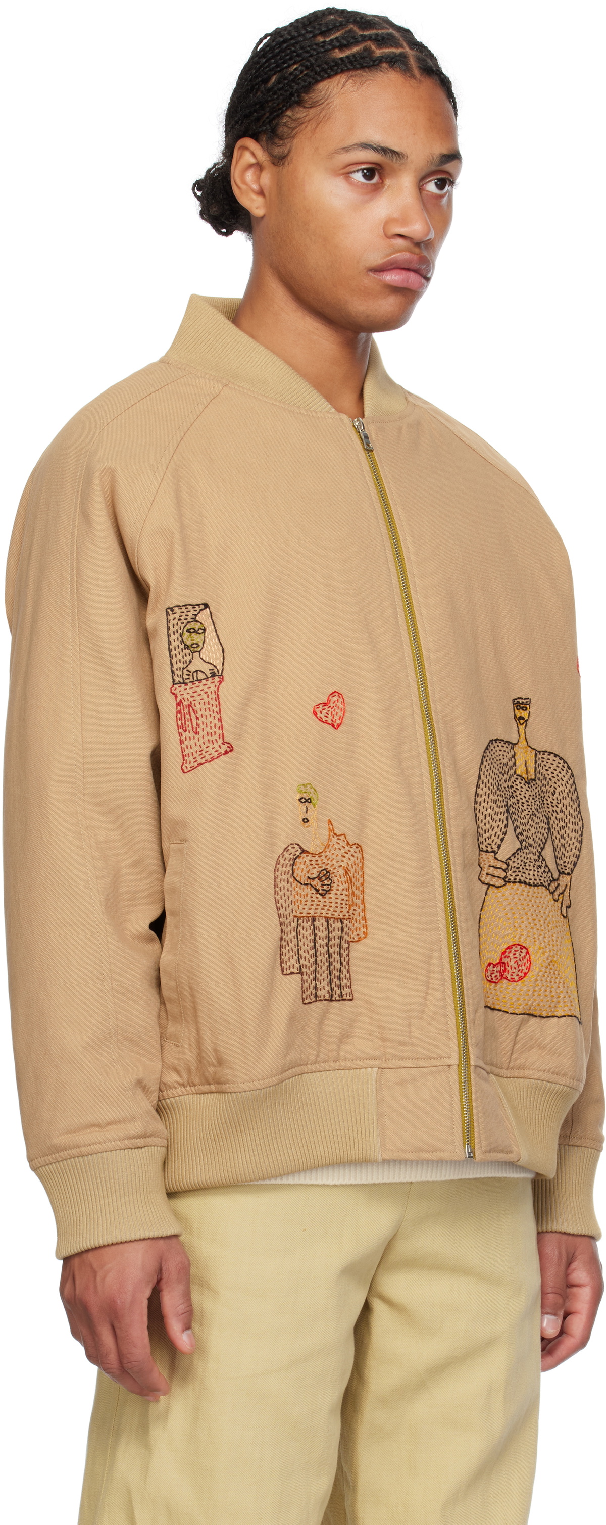 Glass Cypress Beige Canvas 'Woman' Bomber Jacket