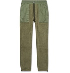 AMIRI - Slim-Fit Tencel-Panelled Fleece Drawstring Trousers - Army green