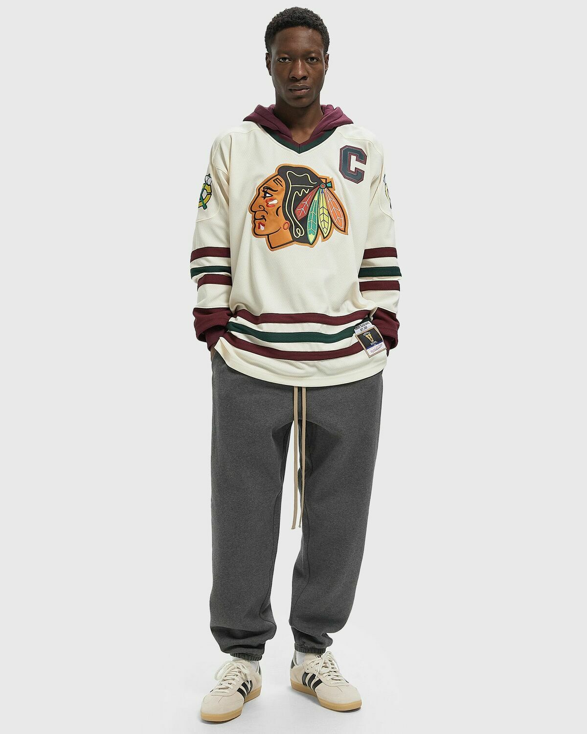 Mitchell & Ness X JUST DON NHL JERSEY HOODIE CHICAGO BLACKHAWKS Beige Men