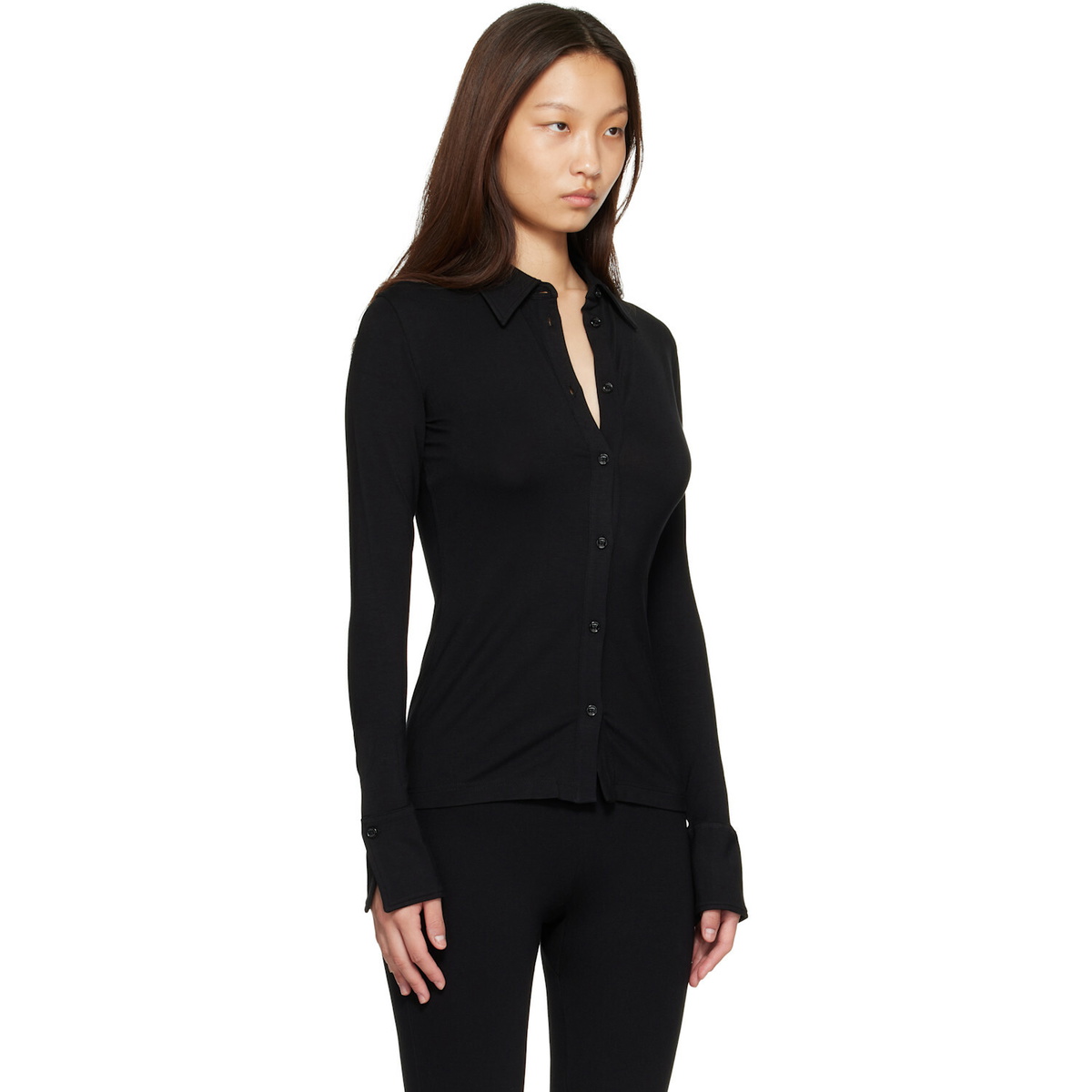 TOTEME Black Fitted Jersey Shirt