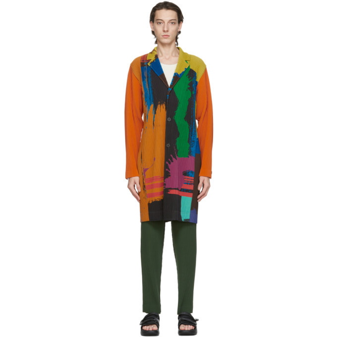 Photo: Homme Plisse Issey Miyake Multicolor Big Brush Coat