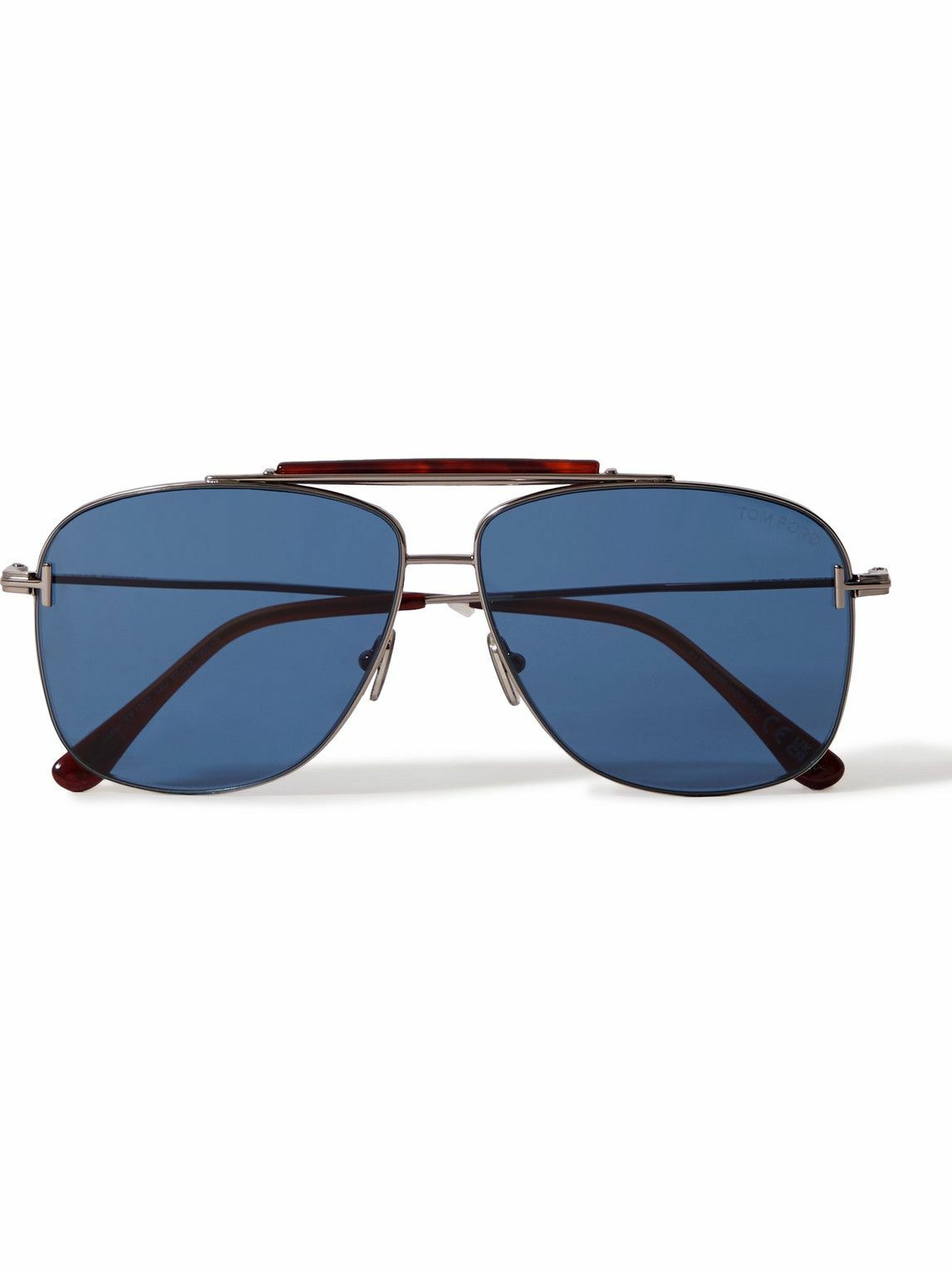 Tom Ford Aviator Style Silver Tone And Tortoiseshell Acetate Sunglasses Tom Ford 