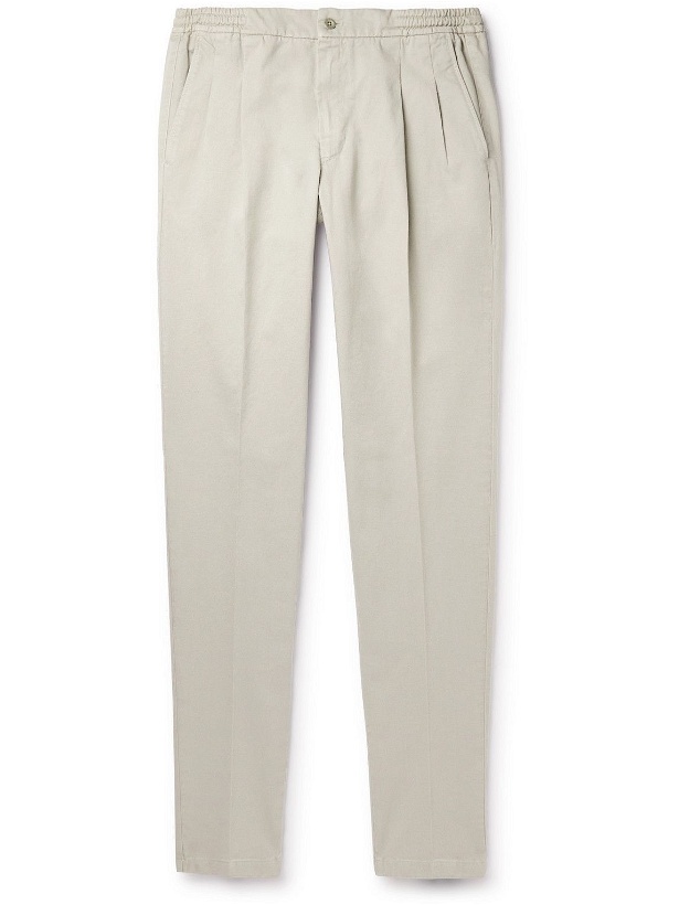 Photo: Rubinacci - Straight-Leg Pleated Cotton-Twill Trousers - Gray