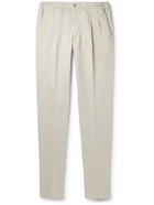 Rubinacci - Straight-Leg Pleated Cotton-Twill Trousers - Gray