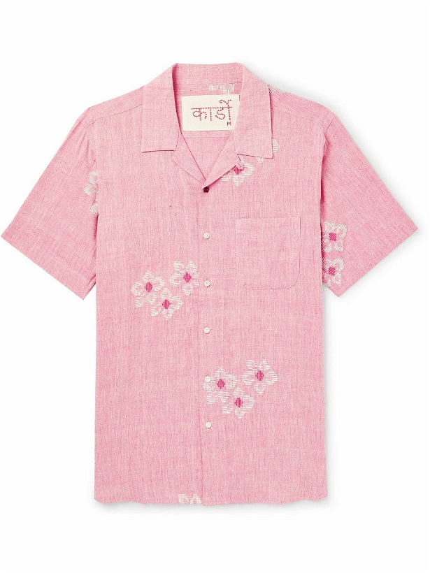 Photo: Kardo - Convertible-Collar Embroidered Cotton Shirt - Pink