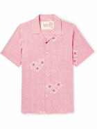 Kardo - Convertible-Collar Embroidered Cotton Shirt - Pink