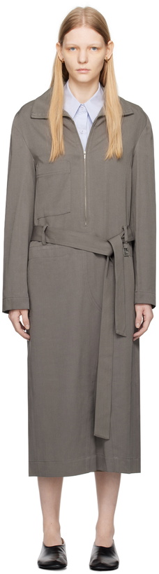 Photo: LOW CLASSIC Gray Zip-Up Midi Dress