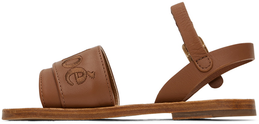 Chloé Kids Brown Embroidered Sandals