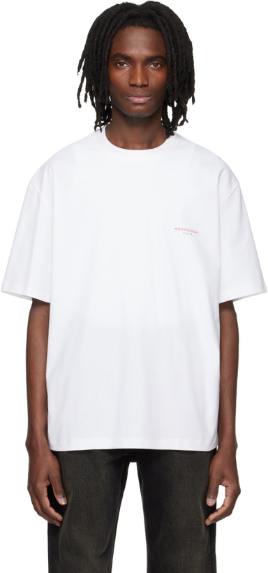 Photo: WOOYOUNGMI White Tuft Embroidered Back Logo T-shirt