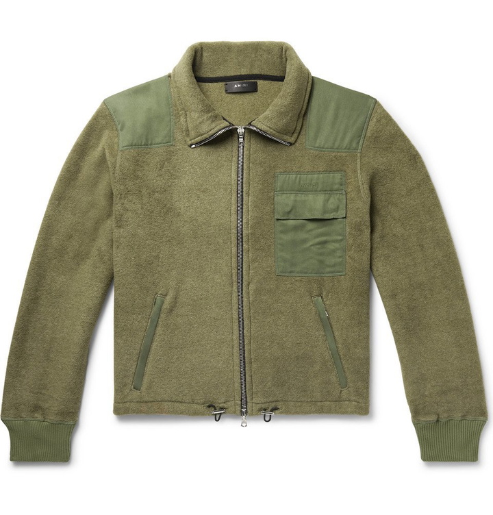 Photo: AMIRI - Tencel-Trimmed Fleece Jacket - Army green