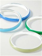 Fry Powers - The Cool Set Rainbow Set of Four Silver and Enamel Rings - Multi