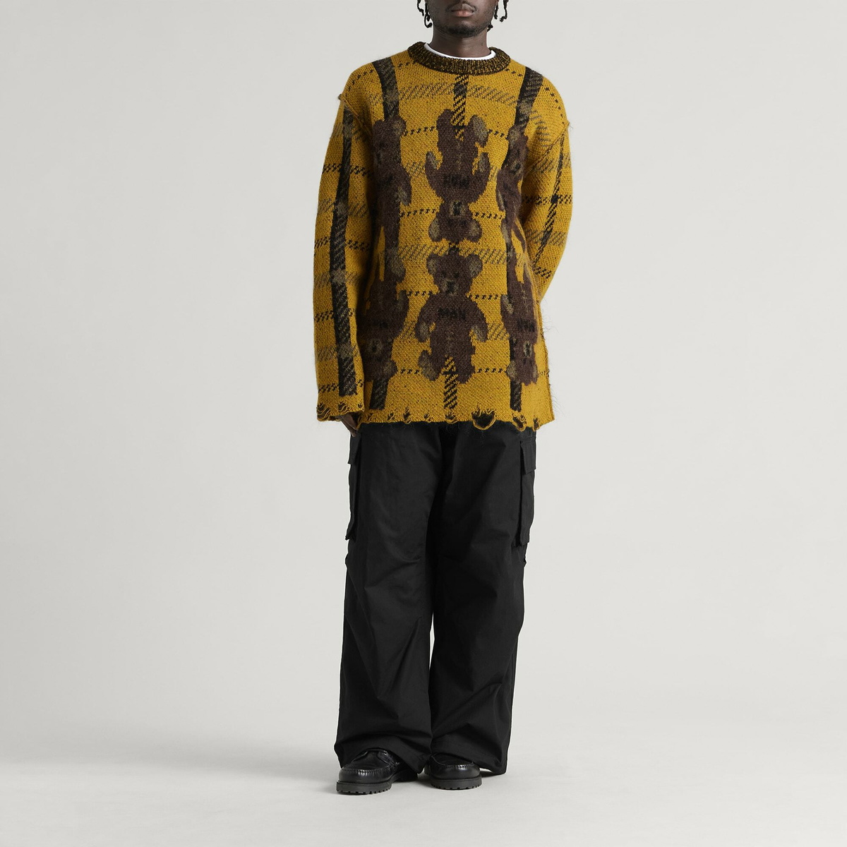 Junya Watanabe MAN Men's Wool Nylon Teddy Jumper in Yellow