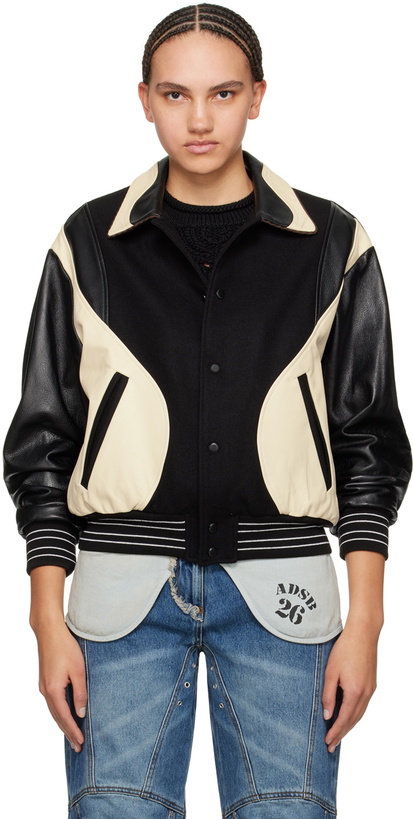 Photo: Andersson Bell Black & Off-White Robyn Leather Bomber Jacket
