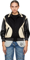 Andersson Bell Black & Off-White Robyn Leather Bomber Jacket