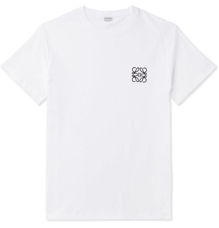 Photo: Loewe - Logo-Embroidered Cotton-Jersey T-Shirt - White