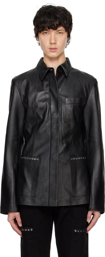 Photo: Ludovic de Saint Sernin Black Gail Leather Jacket