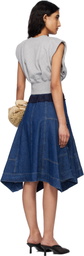 3.1 Phillip Lim Gray & Navy French Terry Denim Combo Top & Midi Dress Set