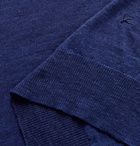 Isaia - Wool, Silk and Linen-Blend Polo Shirt - Blue