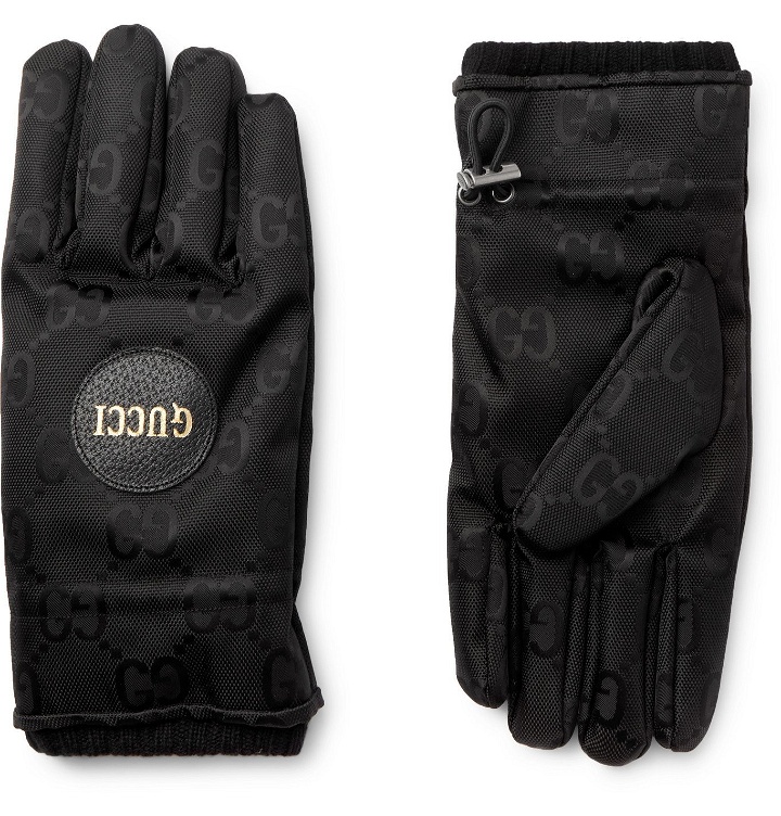 Photo: GUCCI - Padded Cashmere-Lined Logo-Jacquard Shell Gloves - Black