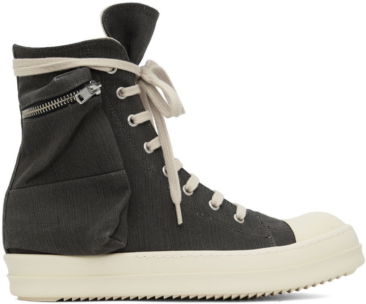 Photo: Rick Owens Drkshdw Grey Cargo High-Top Sneakers