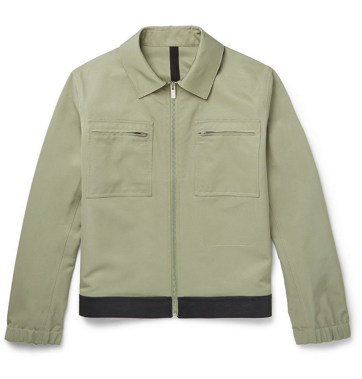 Photo: Berluti - Leather-Trimmed Cotton-Blend Zip-Up Jacket - Men - Light green