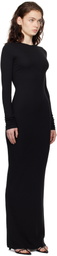 ÉTERNE Black Long Sleeve Crewneck Maxi Dress