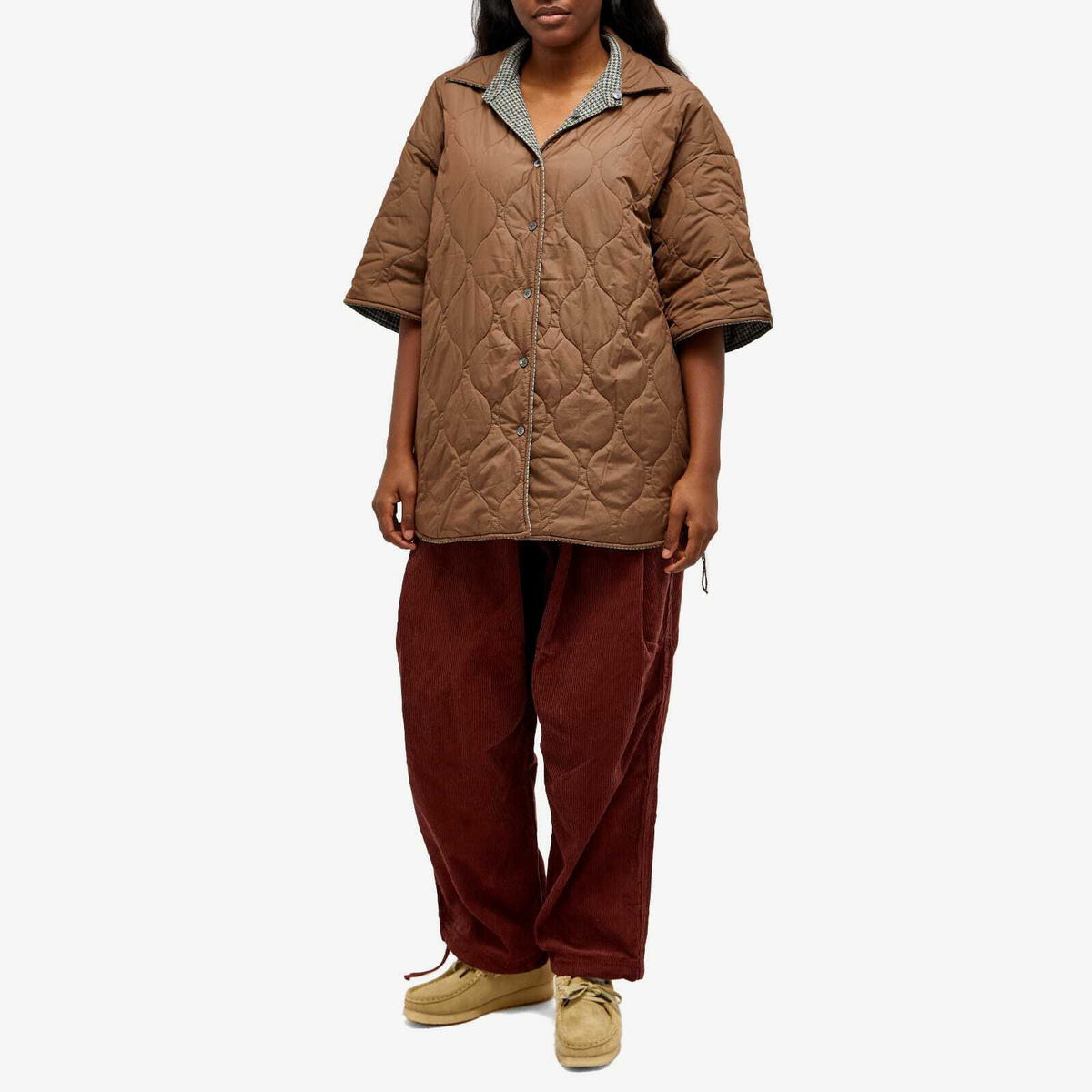 Merely Made Reversible Padded Shirt in Brown Check