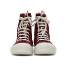 Rick Owens Drkshdw Burgundy Twill High-Top Sneakers