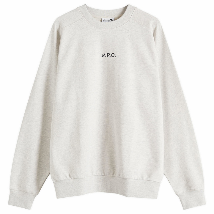 Photo: A.P.C. Men's x Asics Lake Crew Sweatshirt in Heathered Light Grey