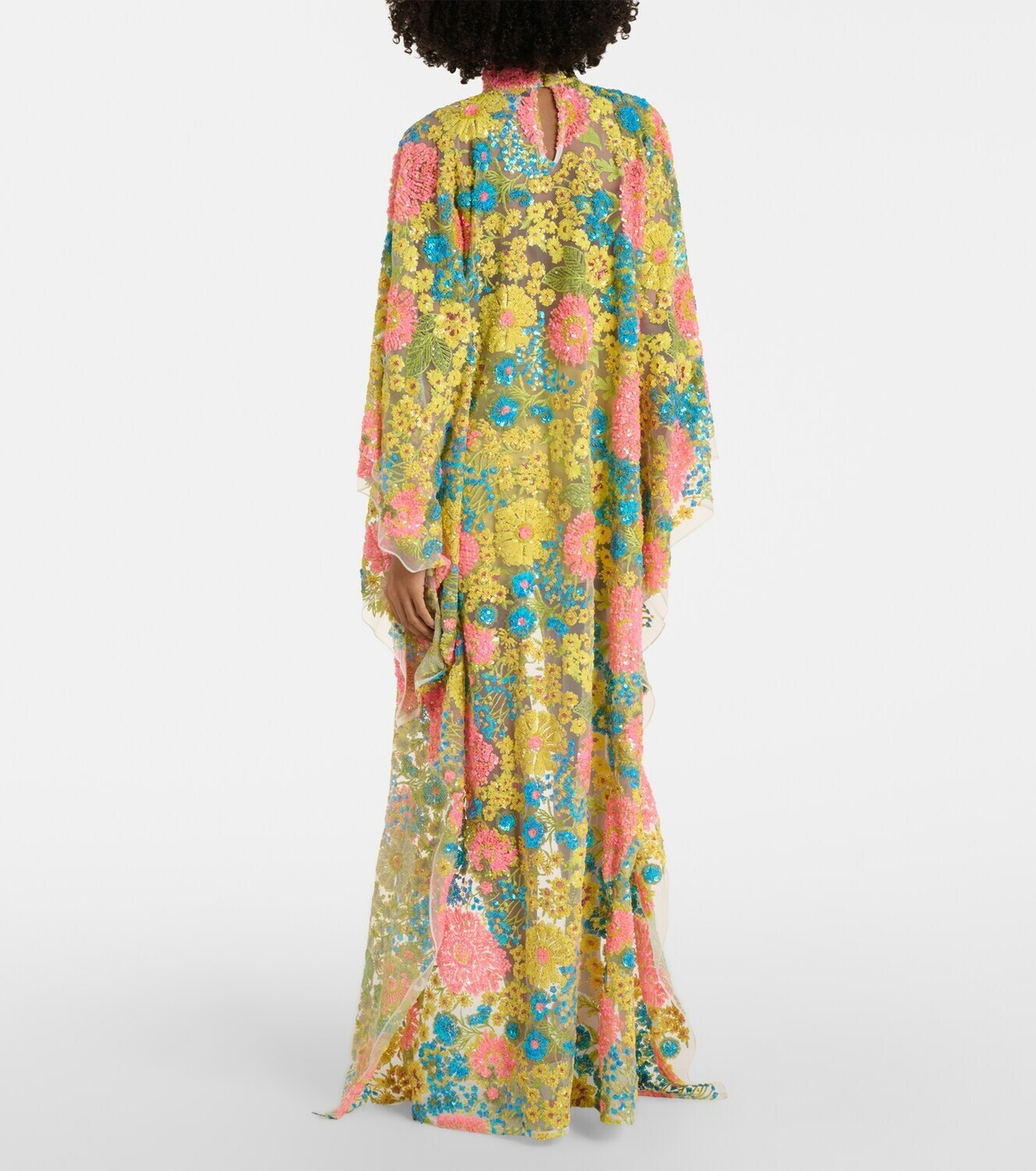 Taller Marmo Graham floral sequined asymmetric kaftan