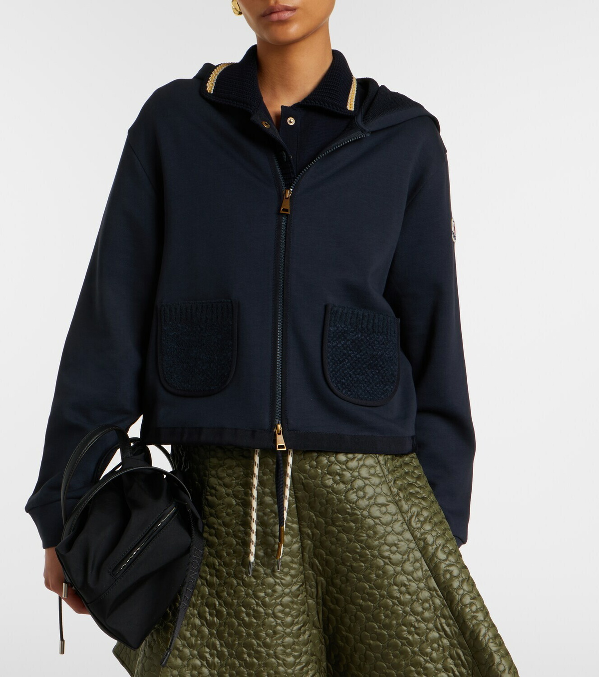 Moncler Cotton-blend zip-up hoodie