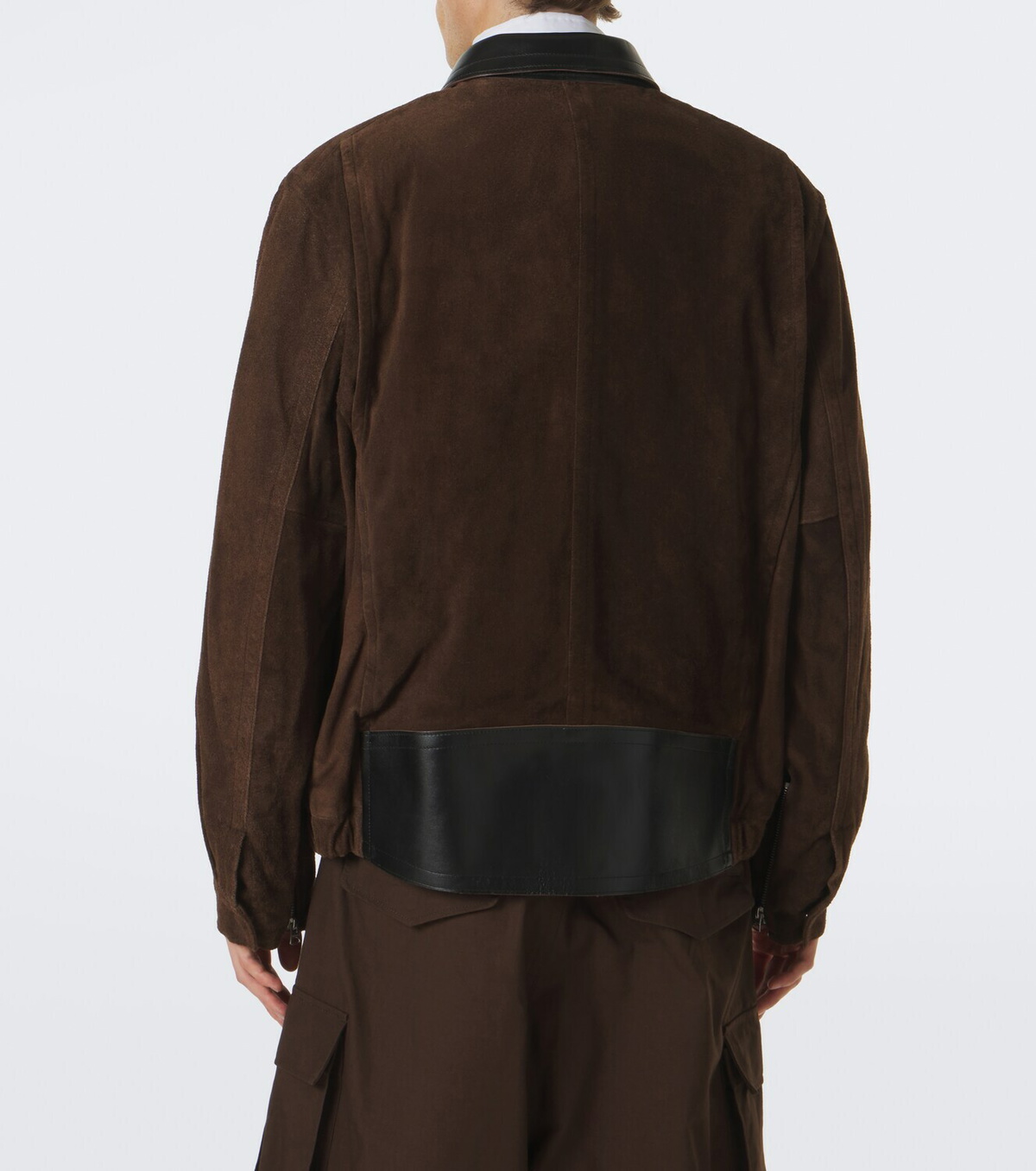 Sacai Leather-trimmed suede blouson jacket