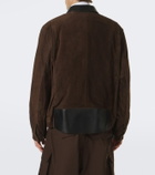 Sacai Leather-trimmed suede blouson jacket
