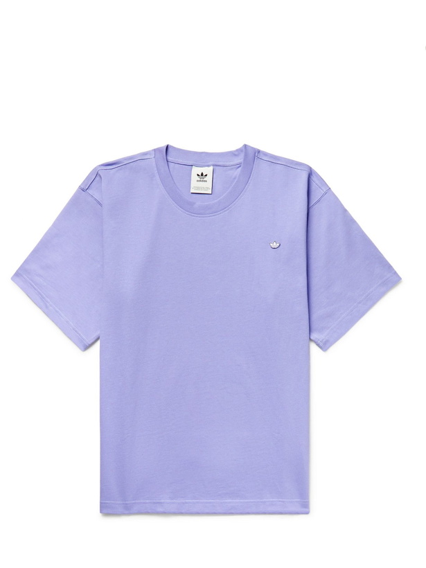 Photo: ADIDAS ORIGINALS - Adicolor Logo-Appliquéd Organic Cotton-Jersey T-Shirt - Purple