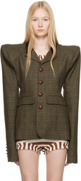 LAURA ANDRASCHKO Khaki Pagoda Country Side Short Blazer