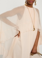 Chloe Ruffled Cape-effect Silk Mini Dress Light Pink