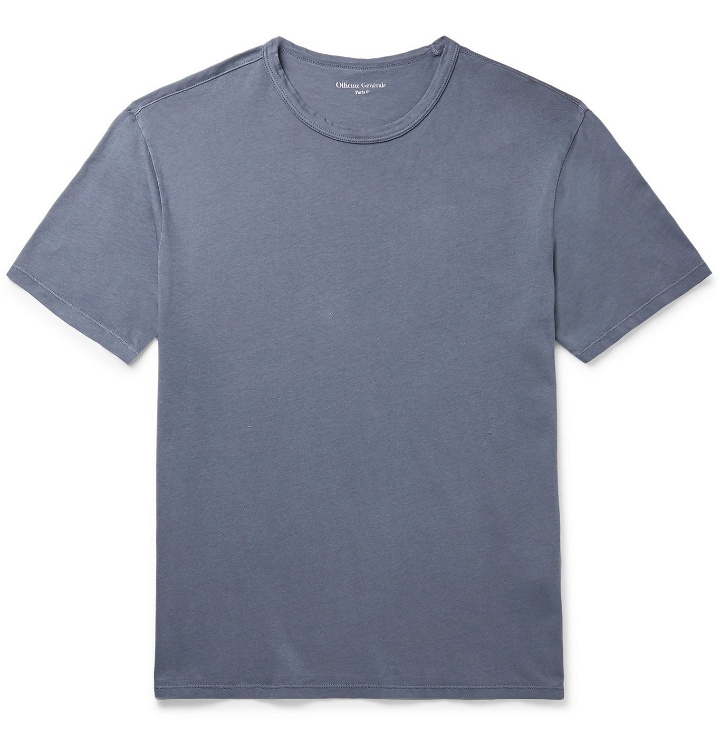 Photo: Officine Generale - Garment-Dyed Cotton-Jersey T-Shirt - Blue