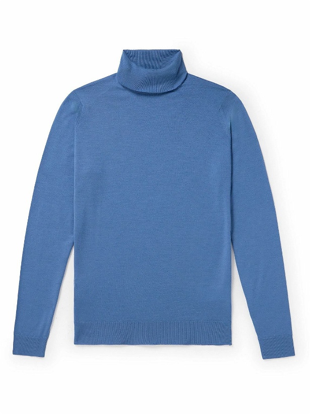 Photo: John Smedley - Cherwell Slim-Fit Merino Wool Rollneck Sweater - Blue