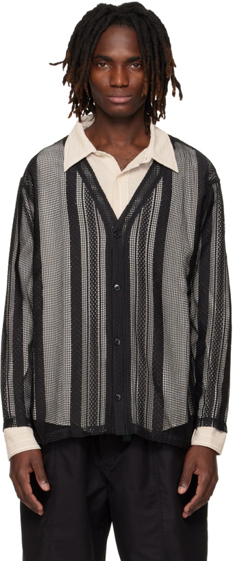 Photo: South2 West8 Black Poly Lace V-neck Cardigan