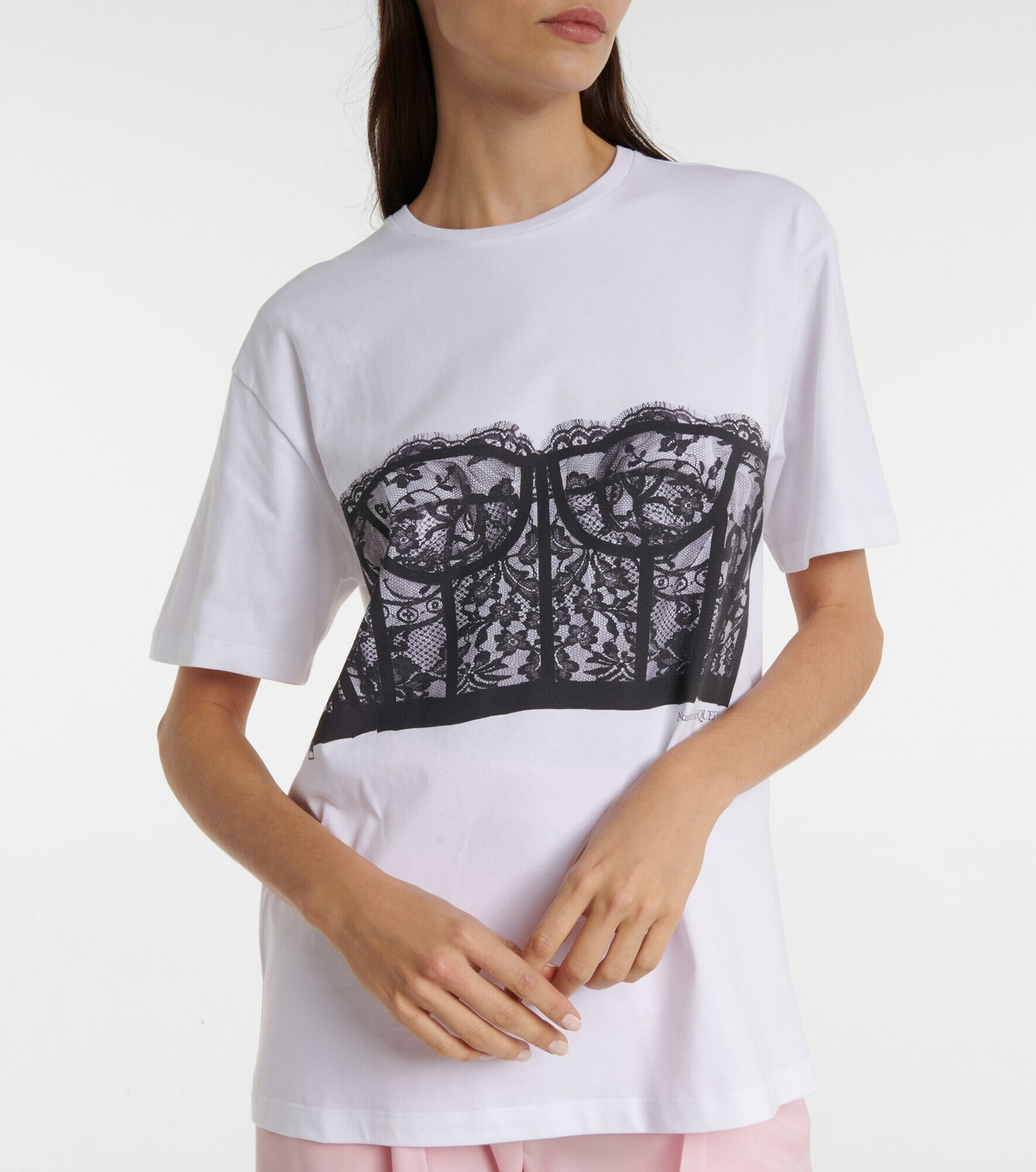 Alexander McQueen - Lace-overlay cotton jersey T-shirt Alexander