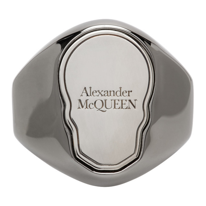 Photo: Alexander McQueen Gunmetal Skull Tag Ring