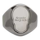 Alexander McQueen Gunmetal Skull Tag Ring