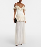 Xu Zhi Lace-trimmed peplum maxi dress