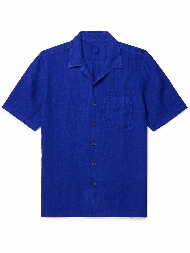 Photo: 120% - Camp-Collar Linen Shirt - Blue