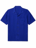 120% - Camp-Collar Linen Shirt - Blue