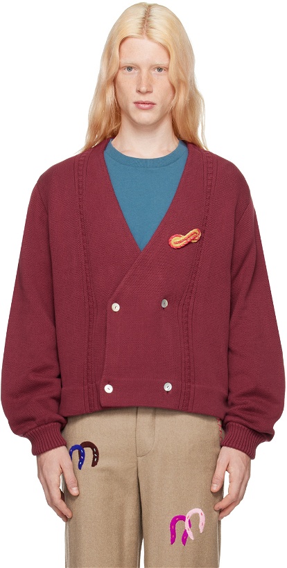 Photo: Bode Burgundy Double-Breasted Cardigan