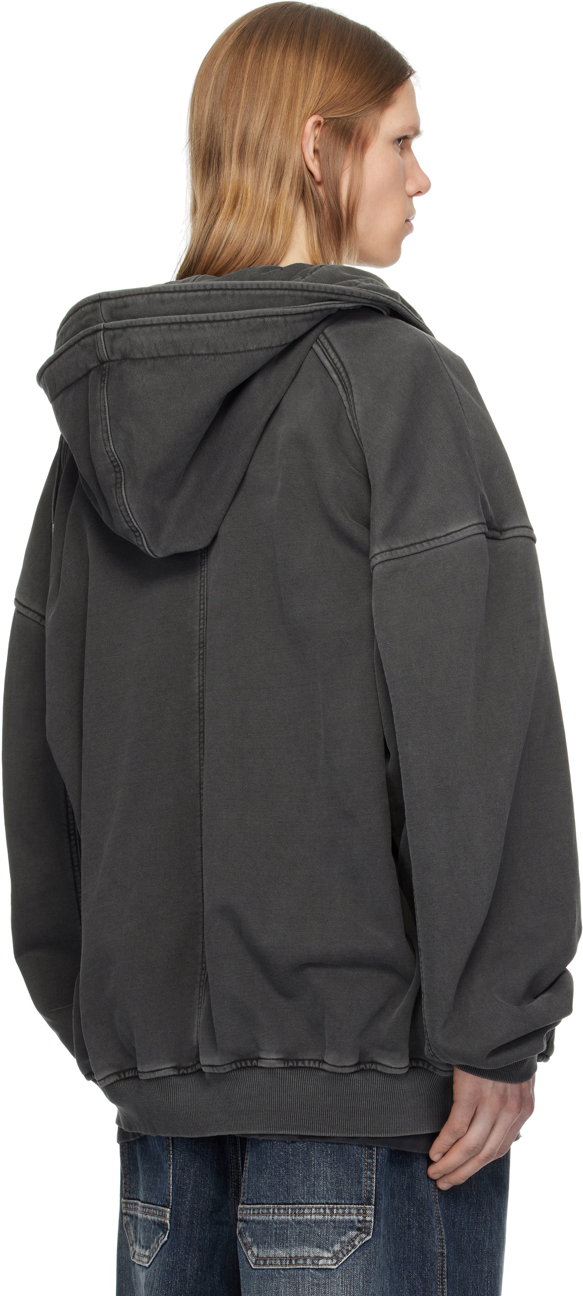 Juun.J Gray Double Layered Dyed Hoodie