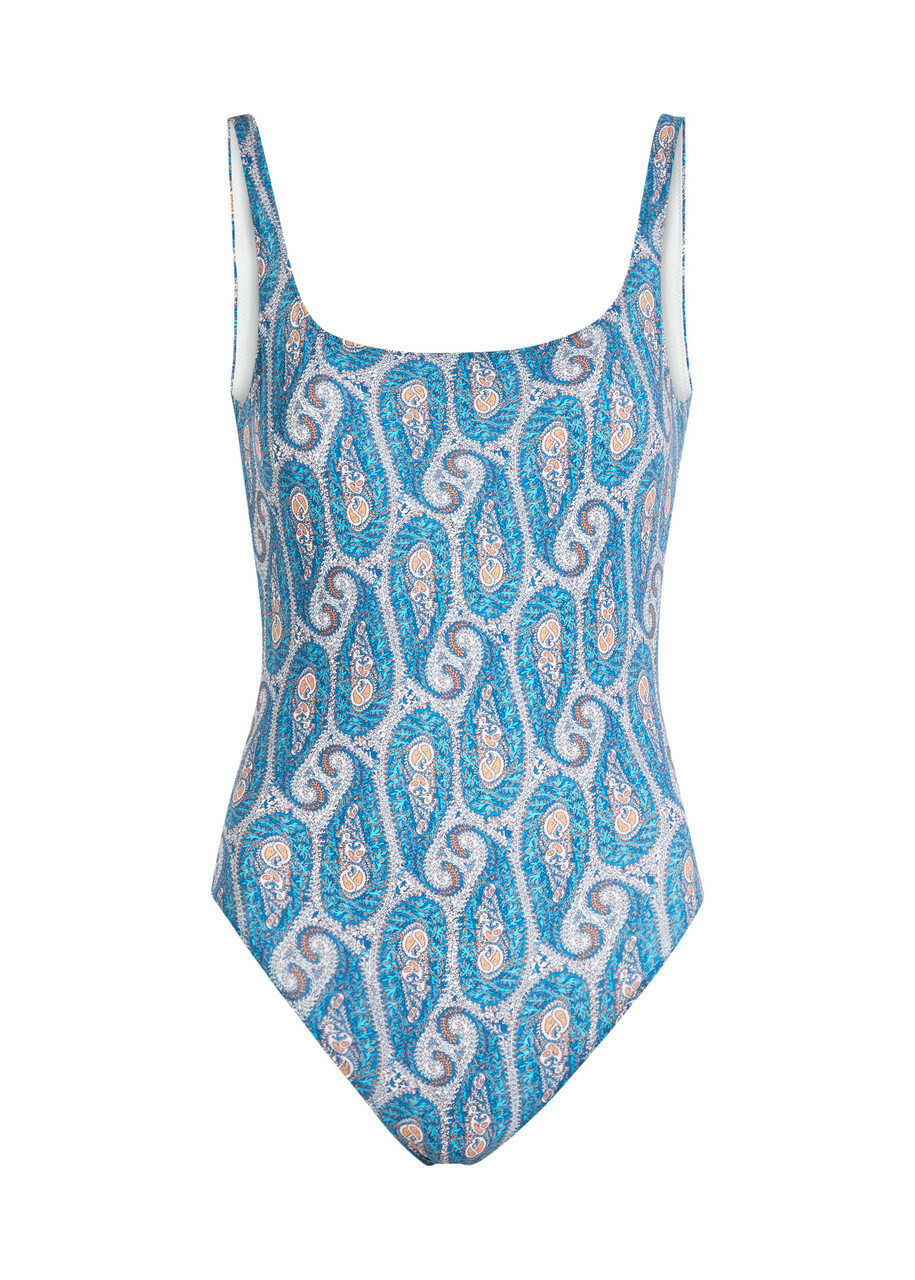 Etro Printed Low-back Swimsuit Blue